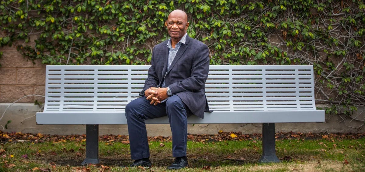 James Mackey, program manager for Transitions Clinic Network, outside the Community Medical Centers administration building in Stockton.